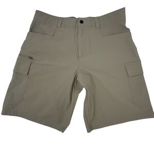 Orvis Tech Cargo Shorts Mens Size 34 Khaki Lightweight Hiking Outdoor Fishing